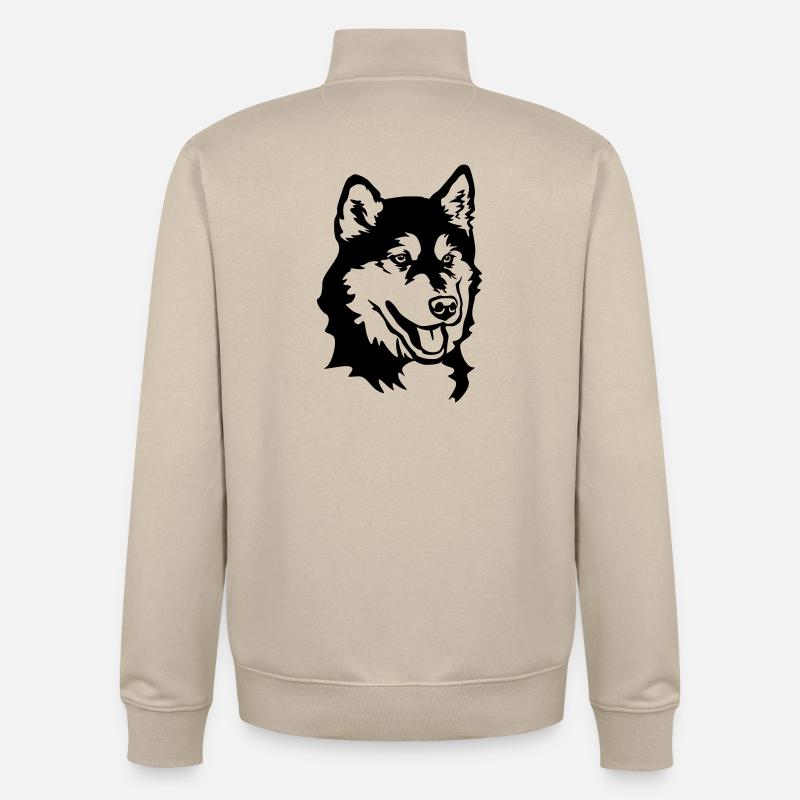 Tête de Malamute d’Alaska - Sweat zippé unisexe en coton bio Stanley/Stella - beige crème