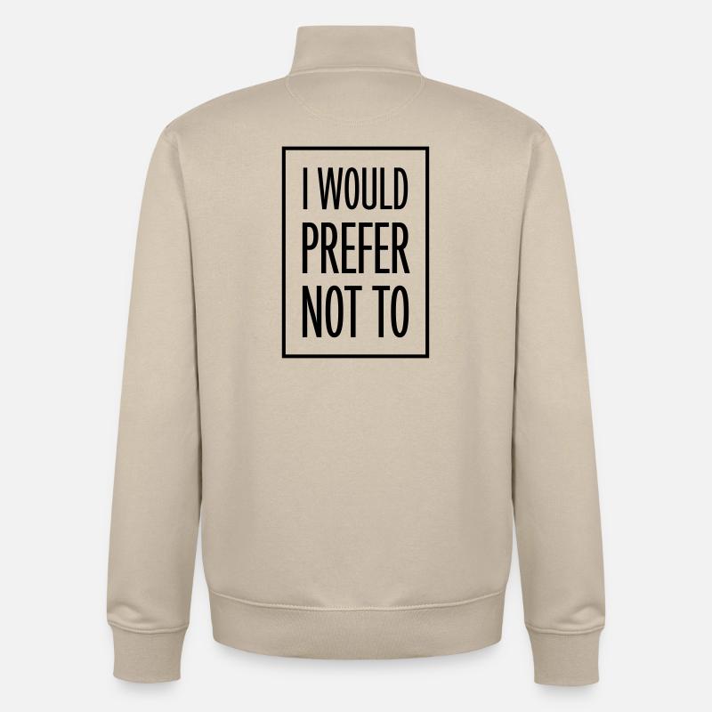 Je préfère ne pas - Sweat zippé unisexe en coton bio Stanley/Stella - beige crème