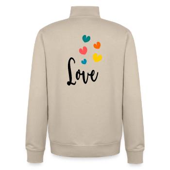 HERZ. PAAR. ICH HABE GERADE GEHEIRATET. Junggesellinnenabschied. VALENTINSTAG. - Unisex Organic Zip Sweatshirt von Stanley/Stella - Cremebeige - Hinten - AI Model Male 185 dark (185cm)