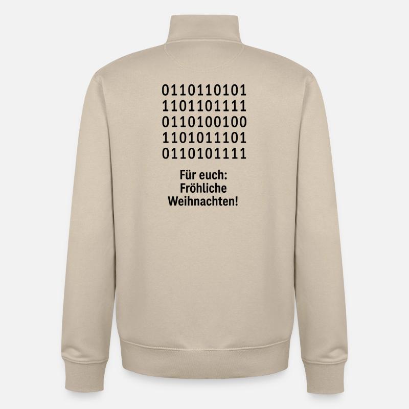 Christmas Code Binary Pattern - Unisex Organic Zip Sweatshirt by Stanley/Stella - desert dust