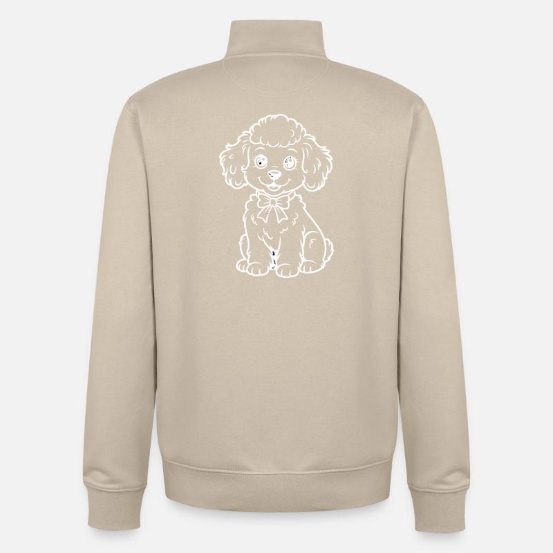 Caniche avec illustration d’arc - Sweat zippé unisexe en coton bio Stanley/Stella - beige crème