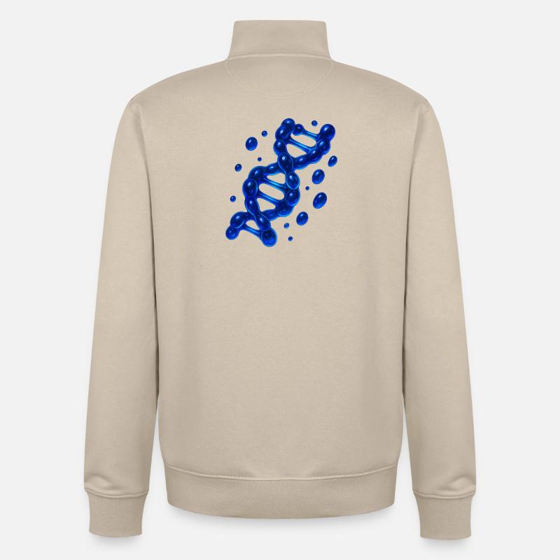 Molécule d’hélice d’ADN 3D Bleu - Sweat zippé unisexe en coton bio Stanley/Stella - beige crème