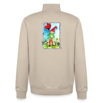 Zwerg - Unisex Organic Zip Sweatshirt von Stanley/Stella - Cremebeige - Hinten - AI Model Male 185 dark (185cm)