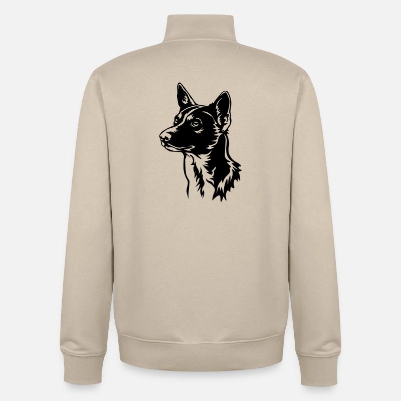Basenji Kopf - Unisex Organic Zip Sweatshirt von Stanley/Stella - Cremebeige