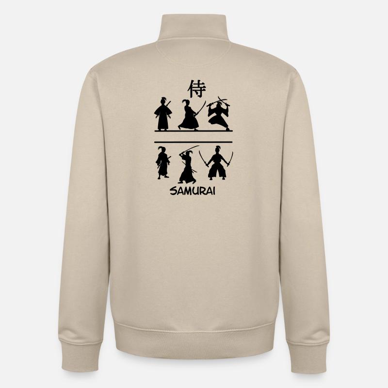 Samouraï avec des épées - Sweat zippé unisexe en coton bio Stanley/Stella - beige crème