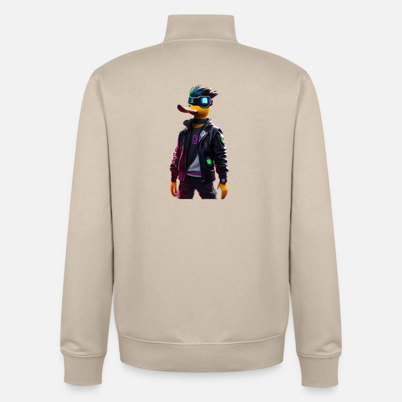 Design Numérique Cyber Pato Duck - Sweat zippé unisexe en coton bio Stanley/Stella - beige crème