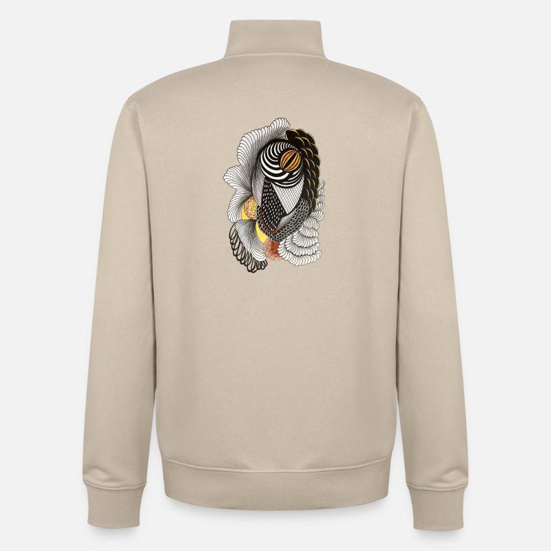 Geometric line drawing with scale pattern - Unisex Organic Zip Sweatshirt by Stanley/Stella - desert dust