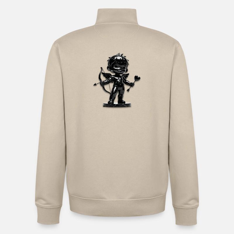Cupidon Noir avec Arc - Sweat zippé unisexe en coton bio Stanley/Stella - beige crème