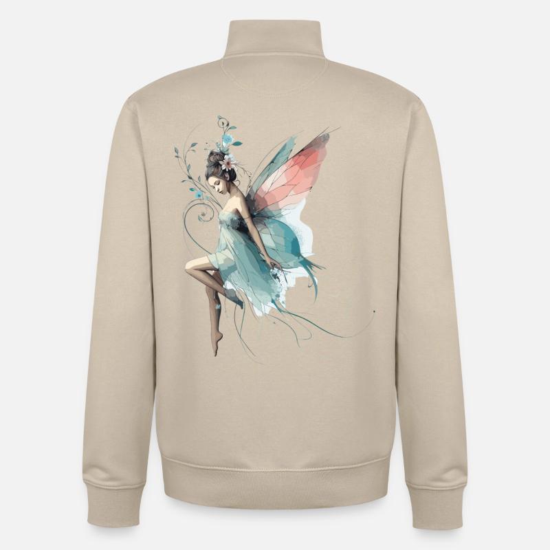 Fée fée monde cadeau - Sweat zippé unisexe en coton bio Stanley/Stella - beige crème