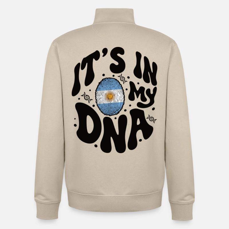 ADN argentin Drapeau argentin Hispanique - Sweat zippé unisexe en coton bio Stanley/Stella - beige crème