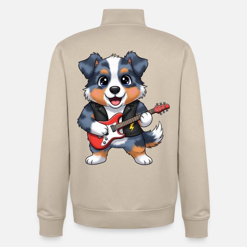 Chien à bascule avec guitare - Sweat zippé unisexe en coton bio Stanley/Stella - beige crème