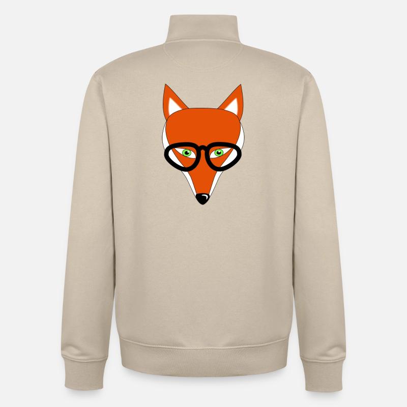 fuchs mit brille geschenk - Unisex Organic Zip Sweatshirt von Stanley/Stella - Cremebeige