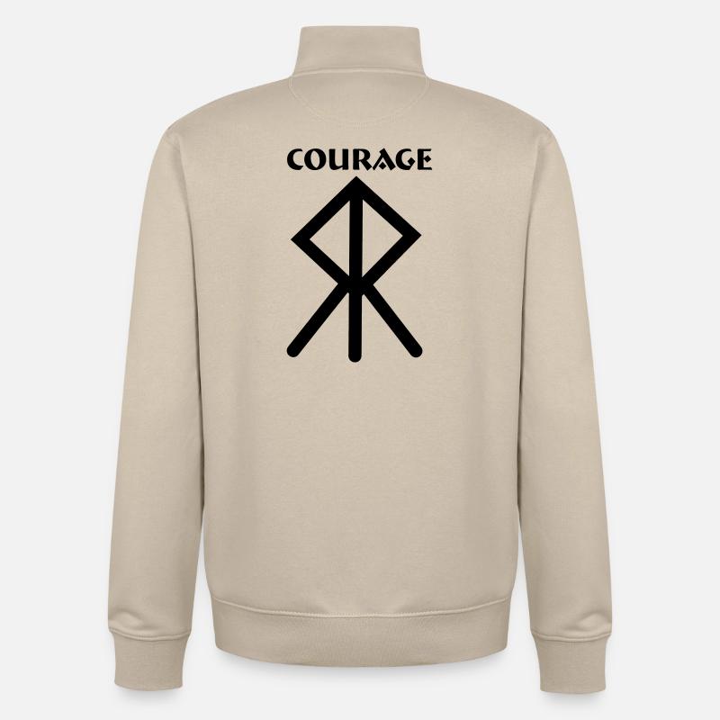 Courage Wikingerrune mit Text COURAGE - Unisex Organic Zip Sweatshirt von Stanley/Stella - Cremebeige