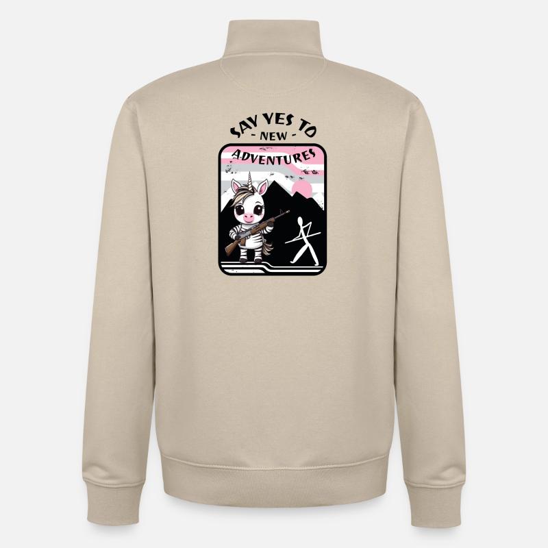 Zebra Einhorn - Unisex Organic Zip Sweatshirt von Stanley/Stella - Cremebeige