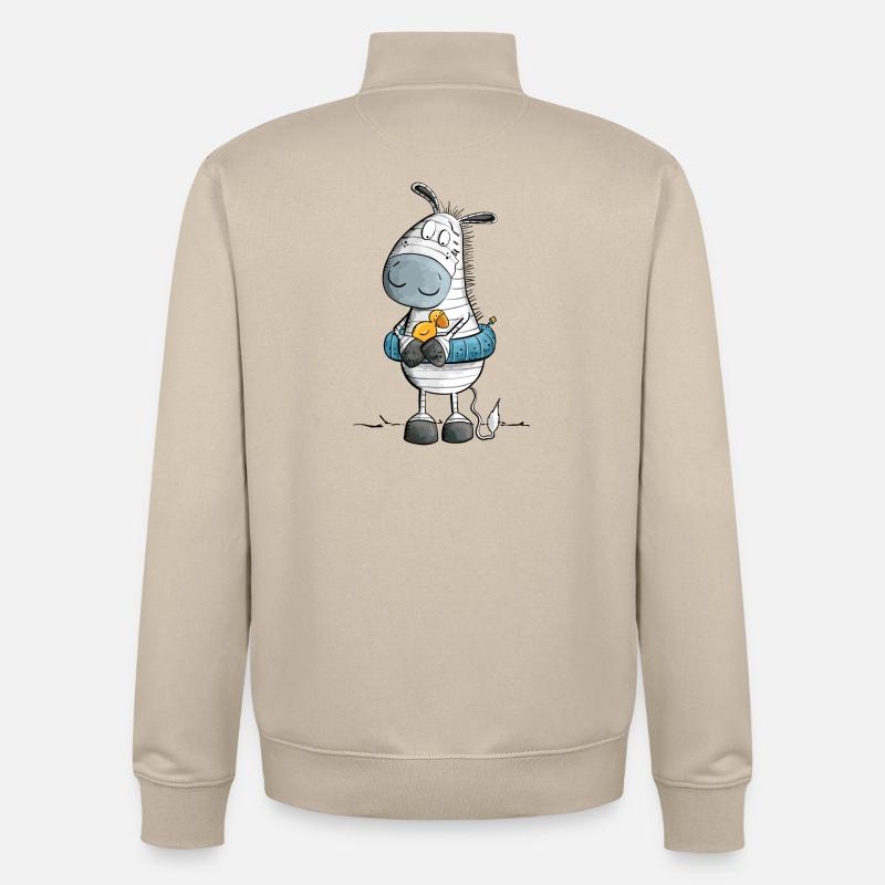 Zebra Summer Beach Float - Unisex Organic Zip Sweatshirt by Stanley/Stella - desert dust