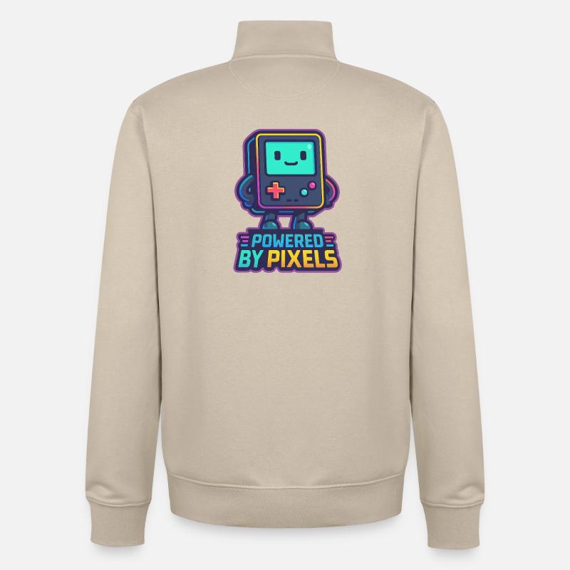 Bot pixelisé avec message renforcé - Sweat zippé unisexe en coton bio Stanley/Stella - beige crème