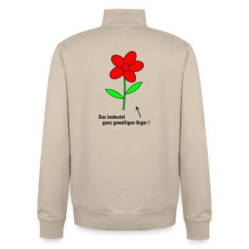 Flower Anger - Unisex Organic Zip Sweatshirt by Stanley/Stella - desert dust - Back - AI Model Male 185 dark (185cm)