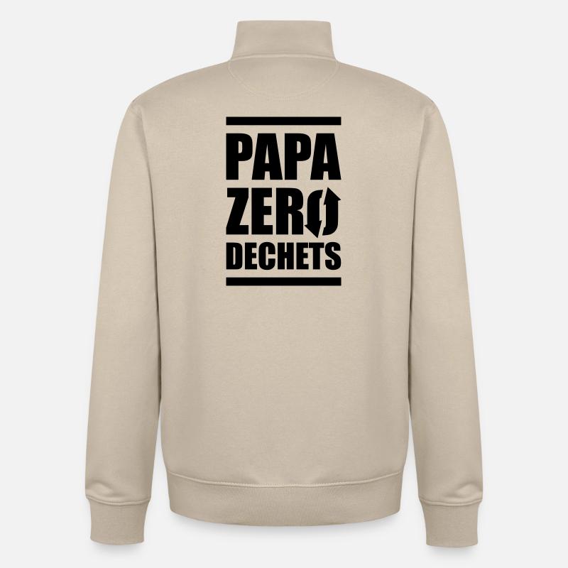papa zero dechets - Sweat zippé unisexe en coton bio Stanley/Stella - beige crème