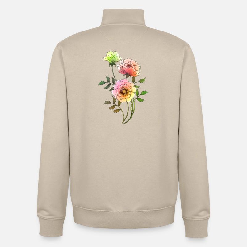 Fleur - Sweat zippé unisexe en coton bio Stanley/Stella - beige crème