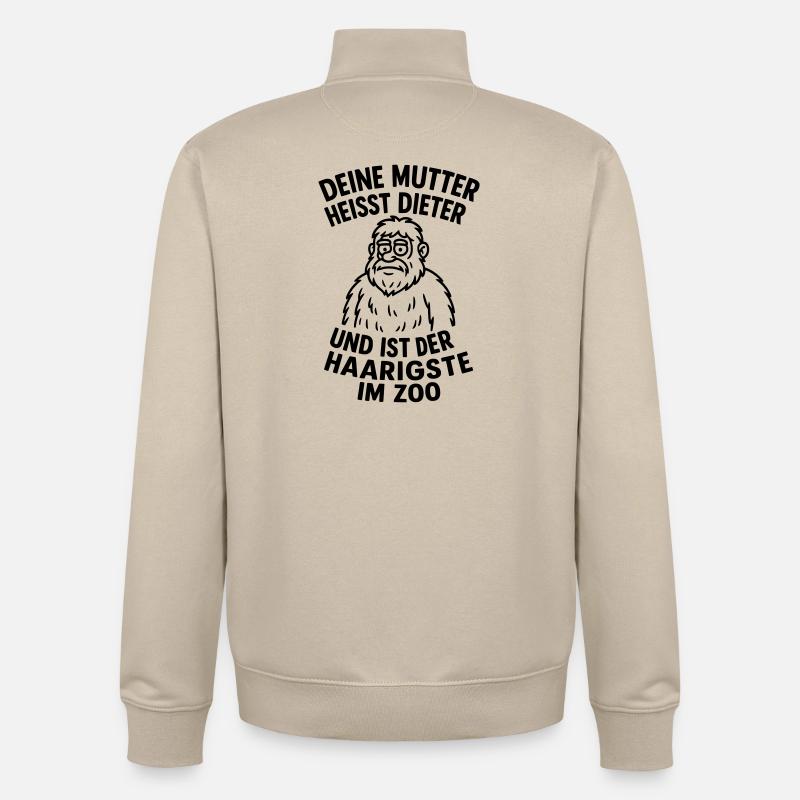 deine mudda dieter haarig - Unisex Organic Zip Sweatshirt von Stanley/Stella - Cremebeige