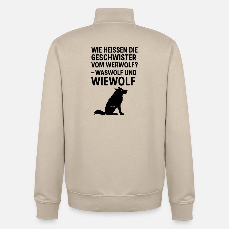 werwolf witziger spruch kinder grundschule - Unisex Organic Zip Sweatshirt von Stanley/Stella - Cremebeige