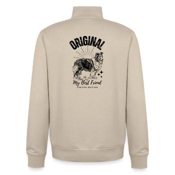 Chien Original Mon Meilleur Ami - Sweat zippé unisexe en coton bio Stanley/Stella - beige crème - Dos - AI Model Male 185 dark (185cm)
