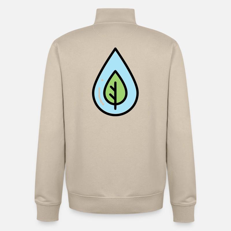 Éco de feuilles à goutte d’eau - Sweat zippé unisexe en coton bio Stanley/Stella - beige crème