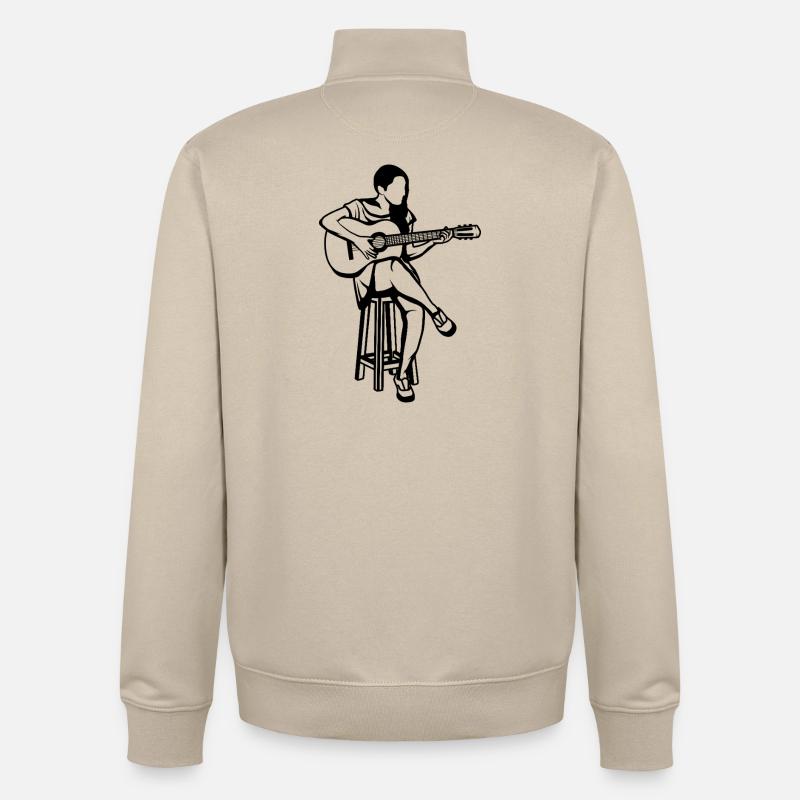 Gitarrflickan - Unisex sweatshirt med dragkedja i ekologisk bomull Stanley/Stella - krämbeige