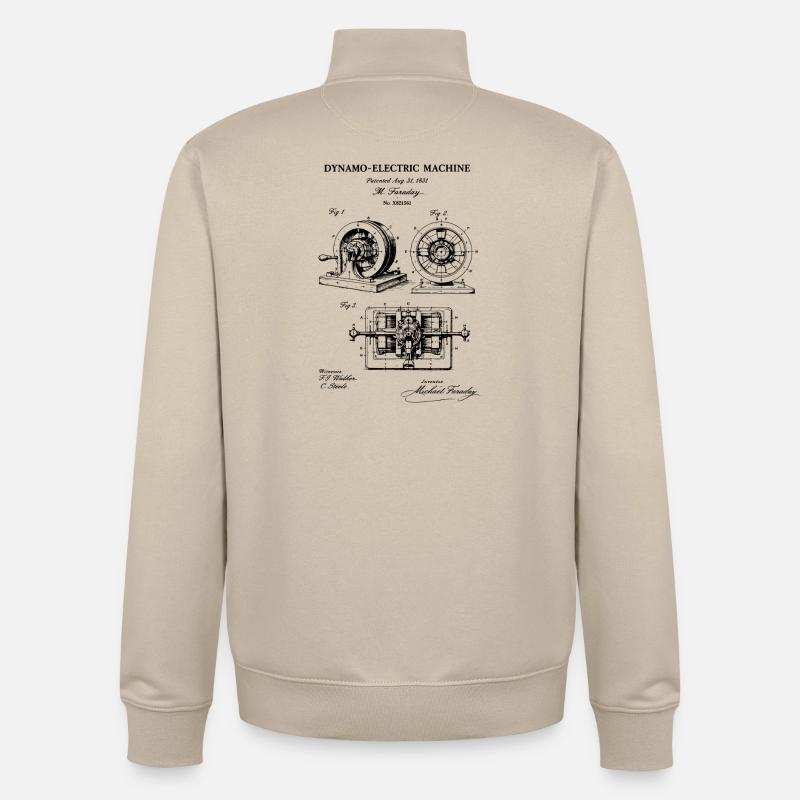 Plan de brevet pour machine électrique - Sweat zippé unisexe en coton bio Stanley/Stella - beige crème