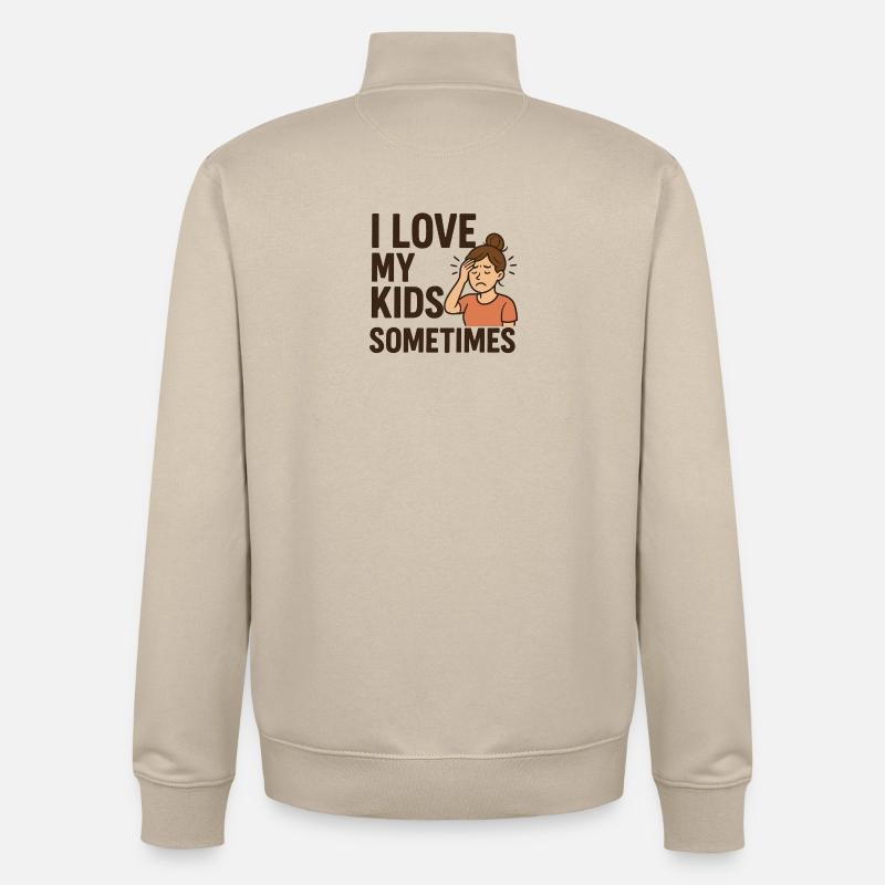 Manchmal liebe ich meine Kinder - Unisex Organic Zip Sweatshirt von Stanley/Stella - Cremebeige