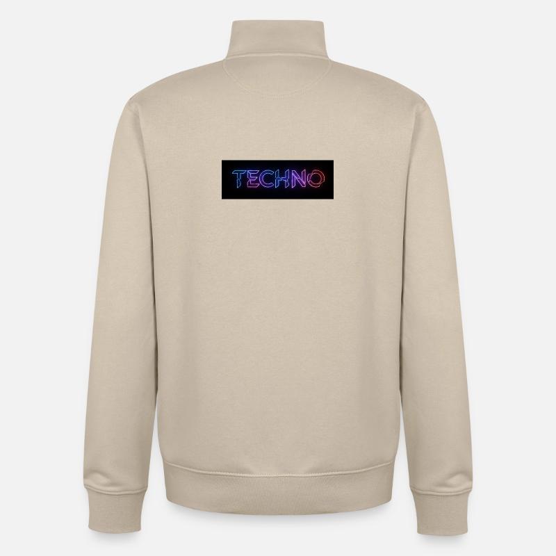 Techno Neon Glitch Text - Unisex Organic Zip Sweatshirt by Stanley/Stella - desert dust