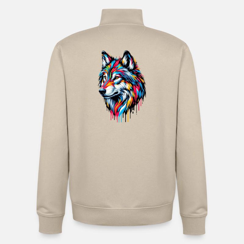 Wolf - Unisex Organic Zip Sweatshirt by Stanley/Stella - desert dust