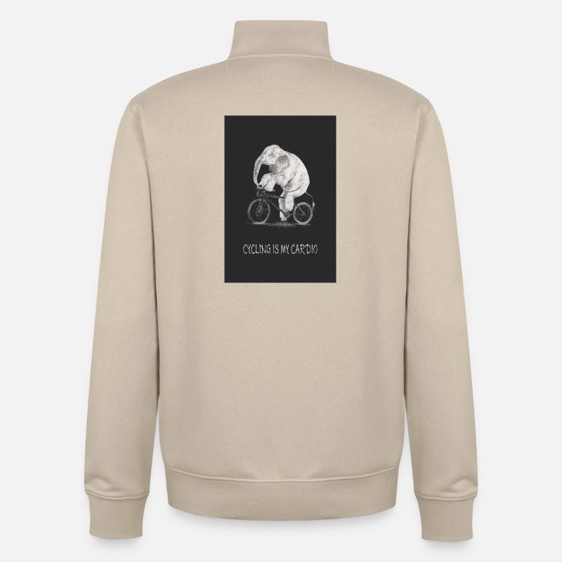 Le vélo, c’est mon cardio - Sweat zippé unisexe en coton bio Stanley/Stella - beige crème