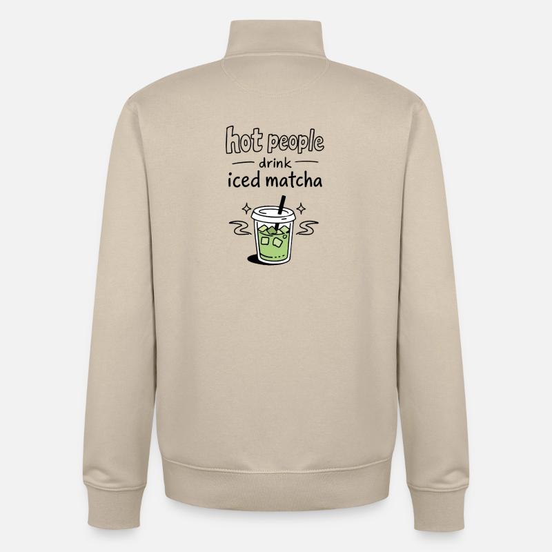 Hot People Drink Iced Matcha Statement - Unisex Organic Zip Sweatshirt von Stanley/Stella - Cremebeige