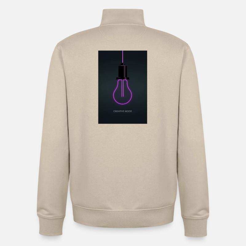 Affiche Créative de Mode Néon - Sweat zippé unisexe en coton bio Stanley/Stella - beige crème