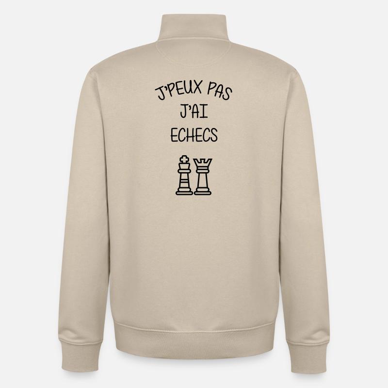 J'peux pas J'ai Échecs Humour Club - Sweat zippé unisexe en coton bio Stanley/Stella - beige crème