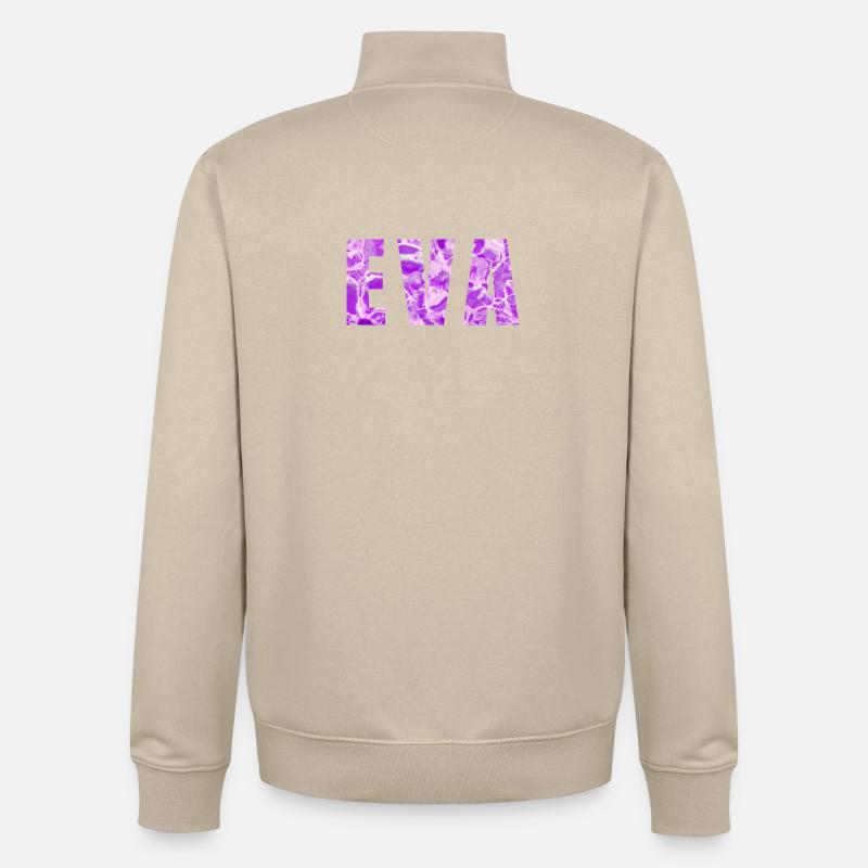 V violet vortex design abstrait - Sweat zippé unisexe en coton bio Stanley/Stella - beige crème