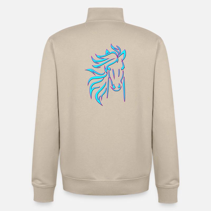 Cheval bleu - Sweat zippé unisexe en coton bio Stanley/Stella - beige crème