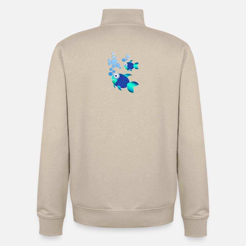 Poisson bleu exotique aux écailles irisées - Sweat zippé unisexe en coton bio Stanley/Stella - beige crème