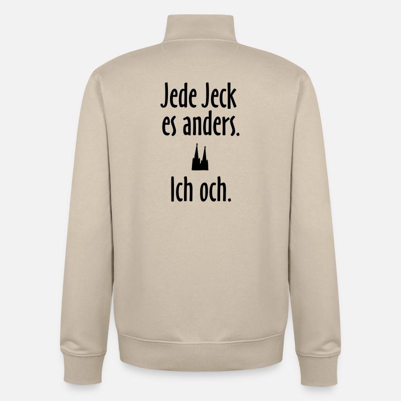 Jede Jeck es anders - Ich och Köln Spruch - Unisex Organic Zip Sweatshirt von Stanley/Stella - Cremebeige