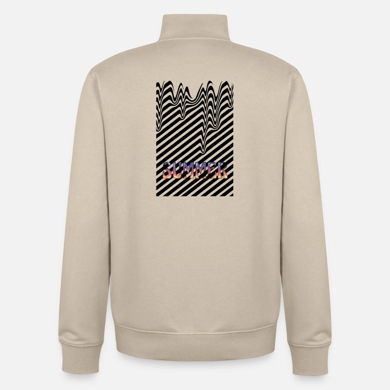 Eté chaleur rayures noires - Sweat zippé unisexe en coton bio Stanley/Stella - beige crème