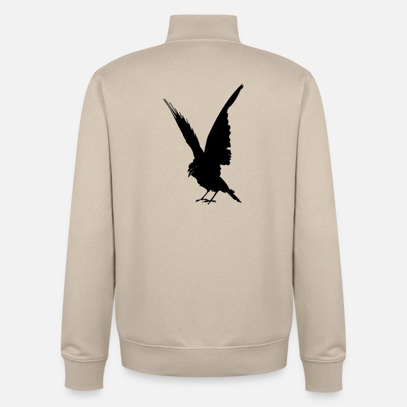 Schwarze Vogelkrähe oder Rabenschattenfigur - Unisex Organic Zip Sweatshirt von Stanley/Stella - Cremebeige