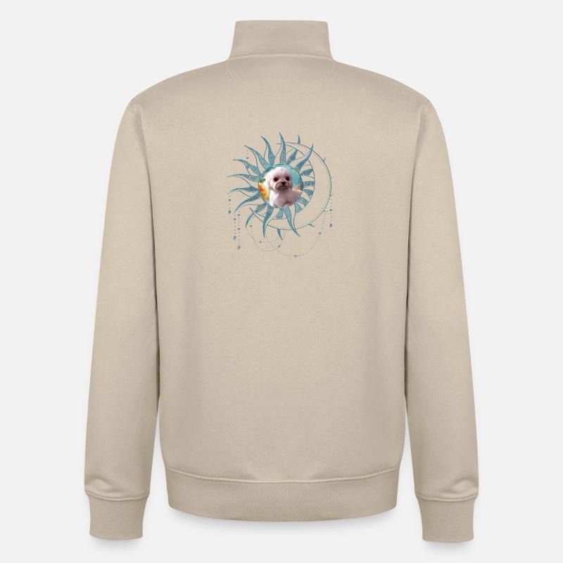 Chiot mignon avec des fleurs - Sweat zippé unisexe en coton bio Stanley/Stella - beige crème