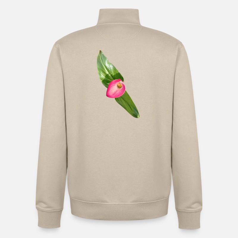 Fleur de Calla Rose - Sweat zippé unisexe en coton bio Stanley/Stella - beige crème