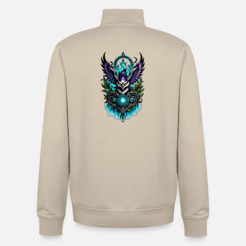 Hibou avec des éléments magiques. - Sweat zippé unisexe en coton bio Stanley/Stella - beige crème