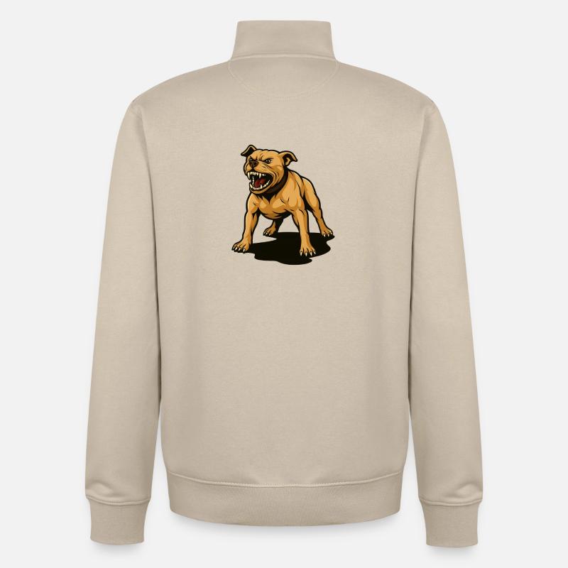 Pitbull – Pas de laisse, pas de pitié - Sweat zippé unisexe en coton bio Stanley/Stella - beige crème
