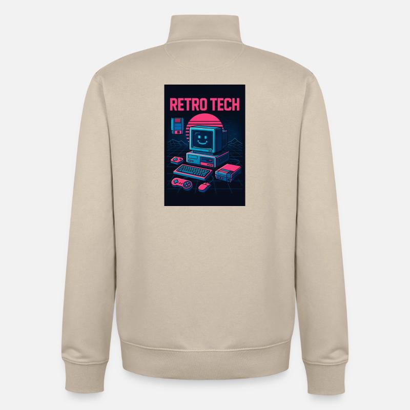 Retro Tech Computer Grafikdesigner mit Lächeln - Unisex Organic Zip Sweatshirt von Stanley/Stella - Cremebeige