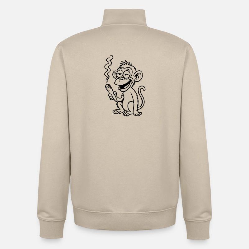 Le singe vise un peu différemment - Sweat zippé unisexe en coton bio Stanley/Stella - beige crème