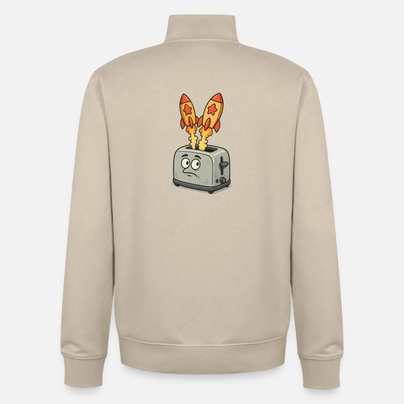 Des fusées spatiales dans le grille-pain - Sweat zippé unisexe en coton bio Stanley/Stella - beige crème