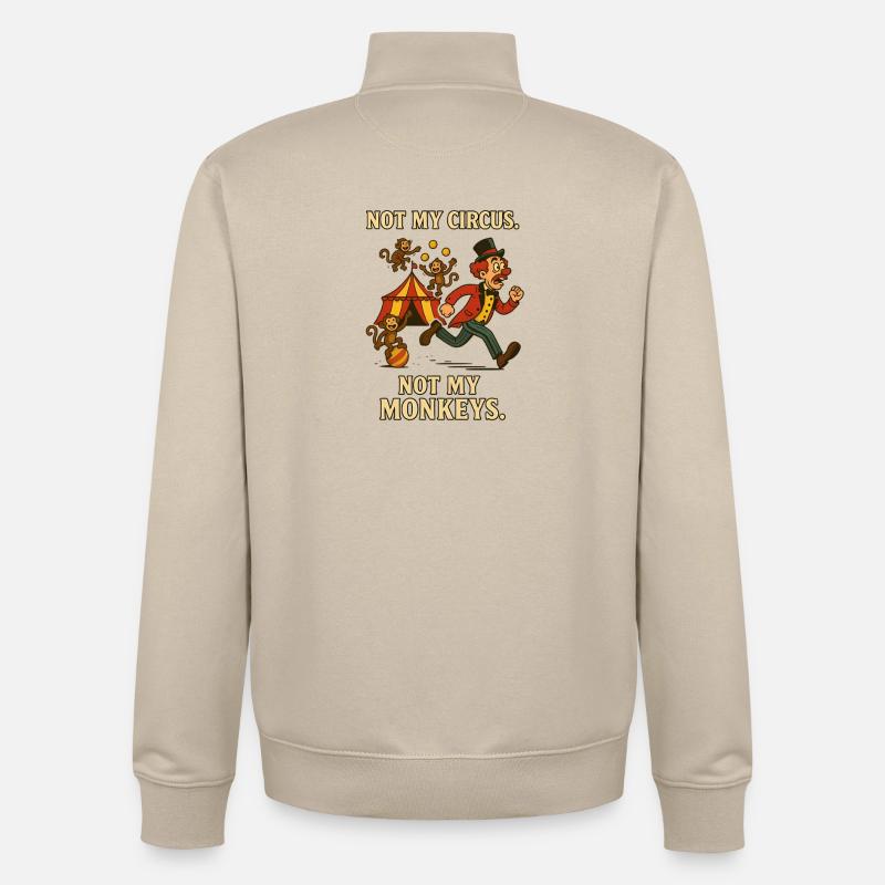 Pas mon cirque. Pas mes singes. - Sweat zippé unisexe en coton bio Stanley/Stella - beige crème